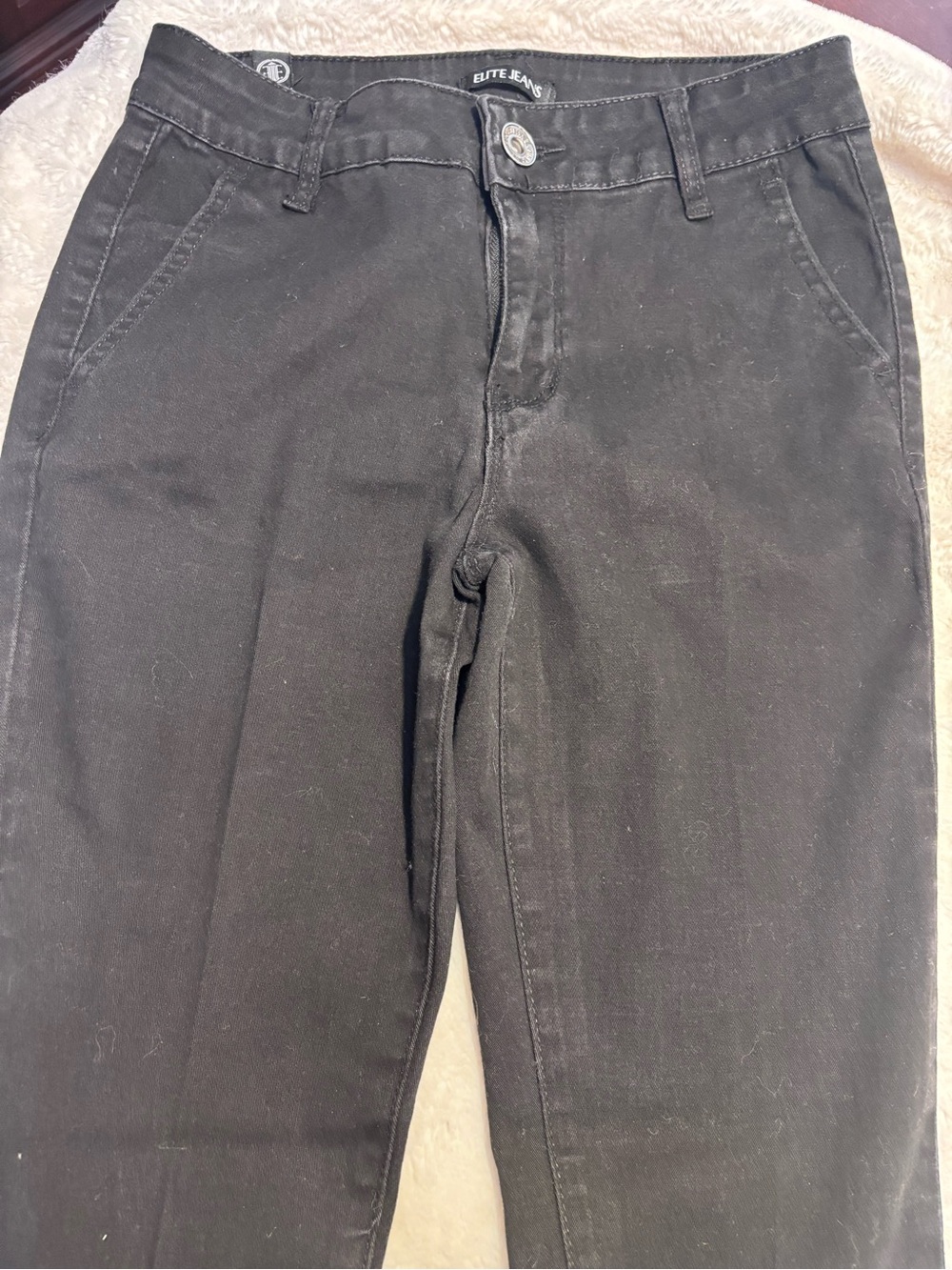 Elite Jeans Boot-Cut Pants Size 5 Jrs Black Classic Flare Y2K Cotton Stretch - Picture 3 of 15